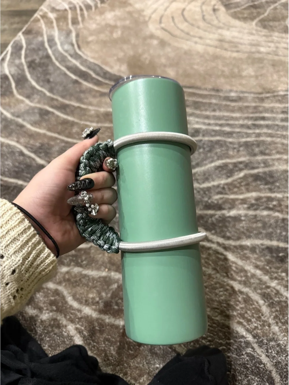 Cool unique army green bottle with Handle summer dark green